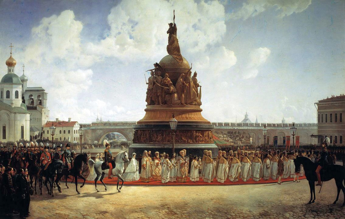 opening of the monument millennium of russia in novgorod in 1862